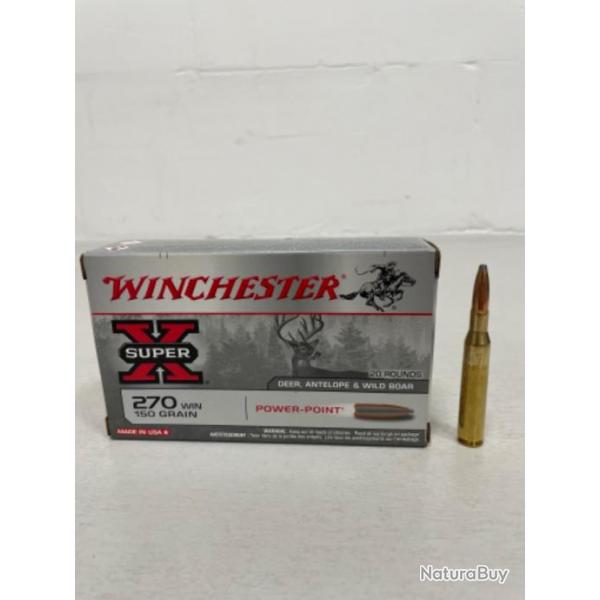 !! NEUF !! MUNITIONS WINCHESTER POWER-POINT CALIBRE 270win 150 GRAINS