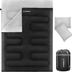 Sac de Couchage Double 230×160cm Duvet 2 Personnes Sac de Couchage Rectangulaire Détachable avec 2