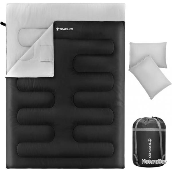 Sac de Couchage Double 230160cm Duvet 2 Personnes Sac de Couchage Rectangulaire Dtachable avec 2