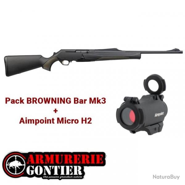 Pack Carabine BROWNING Bar Mk3 Composite Black avec point rouge Aimpoint micro H2 9,3X62