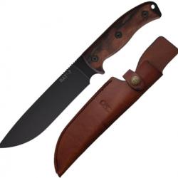 Couteau Ontario RAT-7 Adventurer Lame Acier Carbon Manche Wood Etui Cuir Made USA ON8651