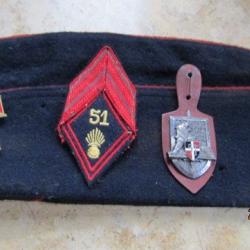 calot bonnet de police 51°RI  AFN reg Infanterie caporal Algérie barrette médaille commémo Drago Par