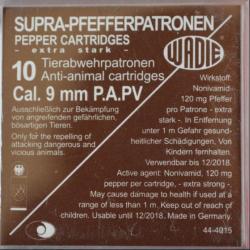 CARTOUCHES 9MM PA PV - SUPRA PEPPER A GAZ - X10