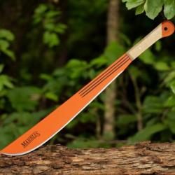 Machette Marbles Machete Orange Lame Acier Inox Manche Bois MR12718