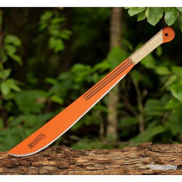 Machette Marbles Machete Orange Lame Acier Inox Manche Bois MR12718