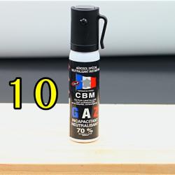 PROMO - Pack X10 - Bombe lacrymogène, spray de défense GAZ CS 25ML - Clip ceinture, poche, sac