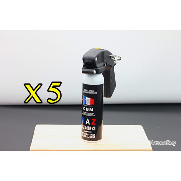 PACK X5 - Bombe Lacrymogne - Spray de dfense - 100ml GAZ CS - CBM