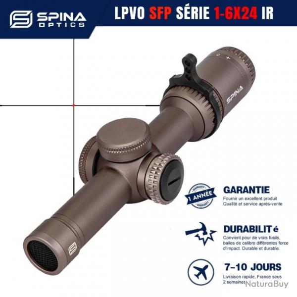 Lunette de vise LPVO HD 1-6X24 avec roue -paiement 3 ou 4 fois LIVRAISON GRATUITE