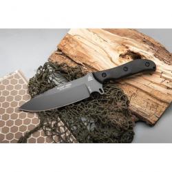 TPHERO04 Tops Silent Hero 4 Couteau de Survie en Acier Carbone 1095 Étui Cuir Manche Micarta USA