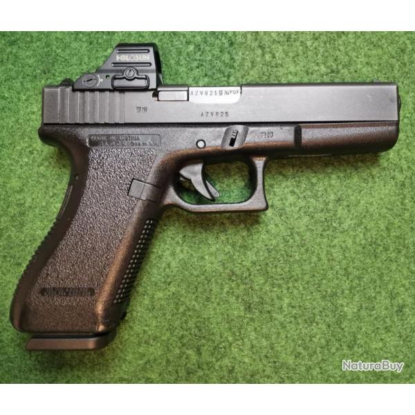 Pistolet GLOCK 17 Gen 2 - Calibre 9x19 + Point rouge HOLOSUN X2 (Arme d'occasion, point rouge neuf)