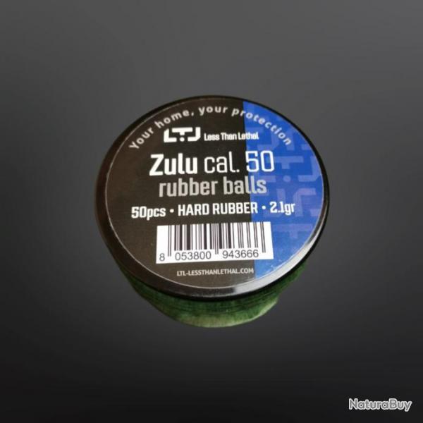 Billes caoutchouc LTL ZULU - Calibre 50 - Caoutchouc dur - 2,1 g - Boite de 50