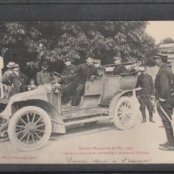 CPA Grande Manoeuvres de l'Est 1905 generale francais en automobile a BRIENNE CHATEAU