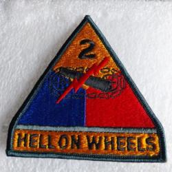 Patch armée us 2nd ARMORED DIVISION +TAB HELL ON WHEELS ORIGINAL 1