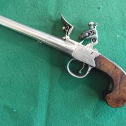 Long pistolet de poche à silex anglais 18è signe "Wilson"