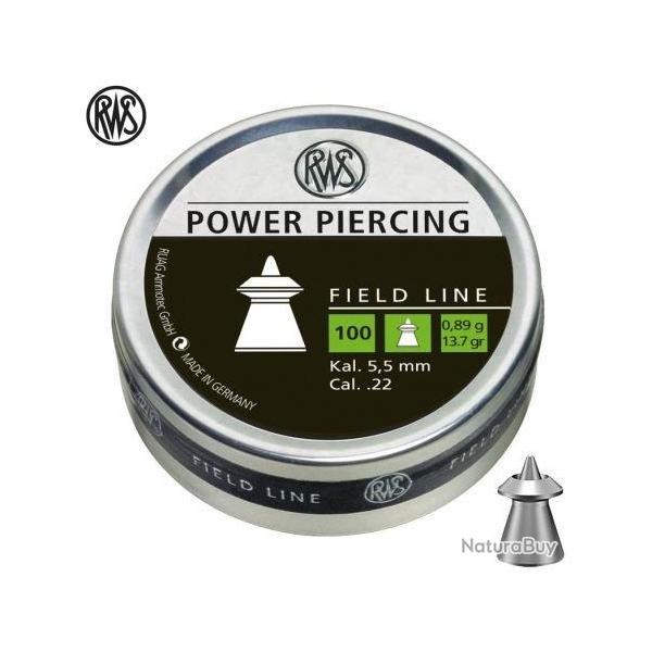 100 plombs RWS Power Piercing, calibre 5.5 mm