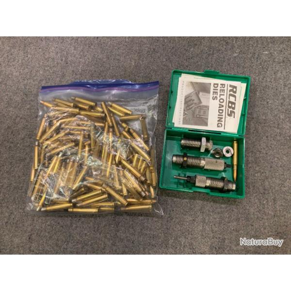 Jeu d'outis RCBS 8x57 IS avec 130 tuis 8x57 IS tirs une fois et 4 lames chargeurs pour Mauser K98k