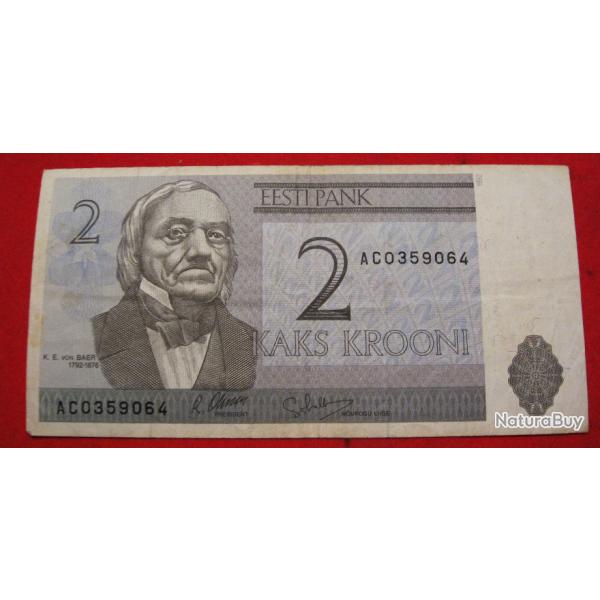 ESTONIE billet de 2 KROONIS  1992 TTB