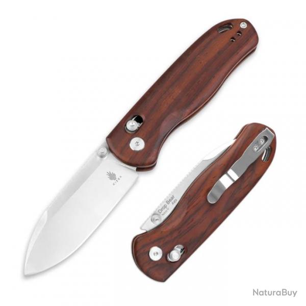 Couteau Kizer Drop Bear Manche Mkuluti Lame Acier Nitro-V IKBS Clip Clutch Lock KIV3619A6