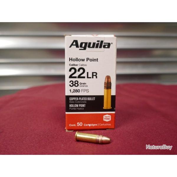 50 cartouches 22LR HOLLOW POINT AGUILA balle cuivr