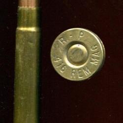 .416 Remington Magnum - marquage : R-P 416 REM MAG - balle cuivre pointe plomb