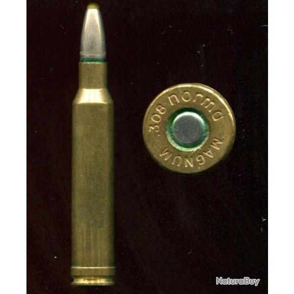 .308 norma MAGNUM - balle nickel pointe plastique jaune - marquage : 308 norma MAGNUM