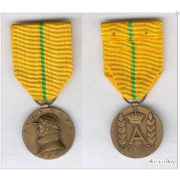 BELGIQUE- DECORATION  MEDAILLE COMMEMORATIVE REGNE ALBERT 1909 1934