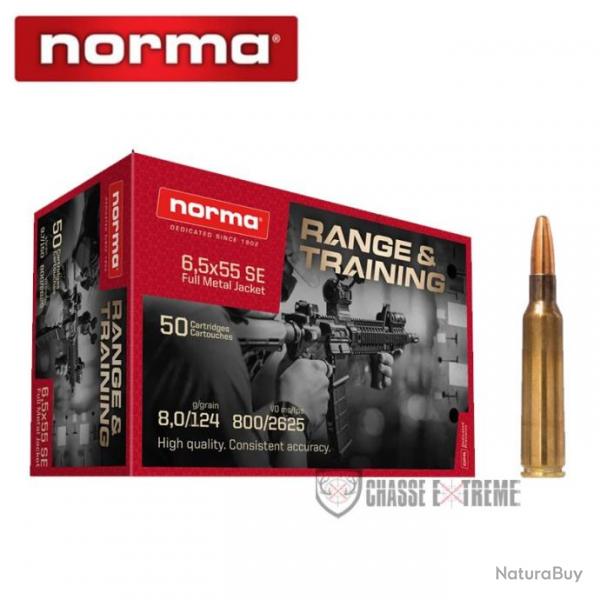 50 Munitions NORMA Range & Training Cal 6,5 x 55SE 124gr FMJ