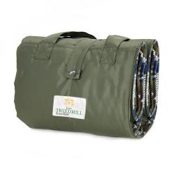 Grande nappe de pique-nique en tweed Bleu Vert - pure laine, dos imperméable, made in England