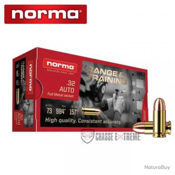 50 Munitions NORMA Range & Training Cal 32 Acp (7.65mm) 73gr FMJ