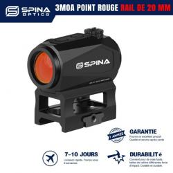 SPINA Optics - 3 MOA point rouge Rail de 20mm - LIVRAISON GRATUITE - PAIEMENT 3/4 FOIS !!!