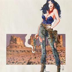 Jolie fille au COLT NAVY et holster Western sexy pin up cow girl WESTERN GIRL