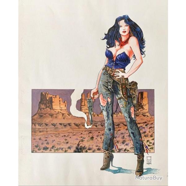 Jolie fille au COLT NAVY et holster Western sexy pin up cow girl WESTERN GIRL