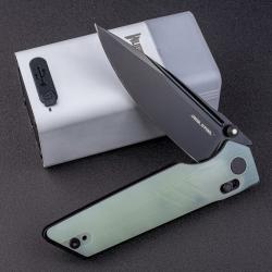 Couteau Real Steel Sacra Pro Jade Manche G10 Lame Acier K110 Sécurité Crossbar Lock RS7714NB