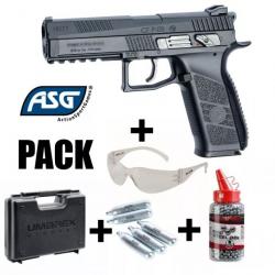 PACK PISTOLET CZ 75 P-09 Noir - Blowback - 4.5mm PLOMB ou BB - CO²