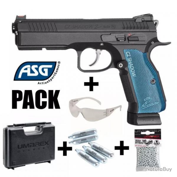 PACK PISTOLET ASG CZ SHADOW 2 - 4.5mm BBs - CO