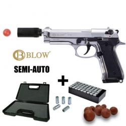 PISTOLET GOMME COGNE BLOW F92 Chrome - 9MM PAK