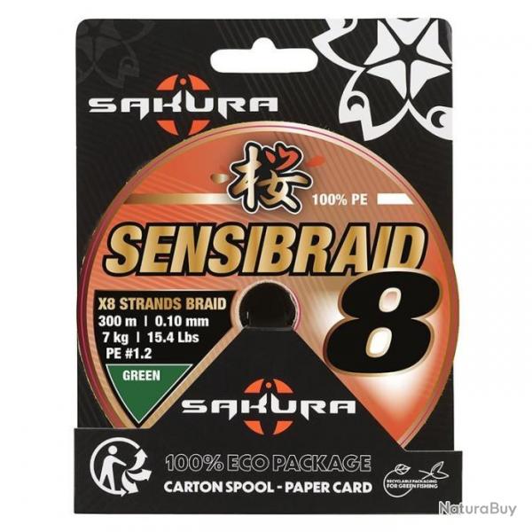 Tresse Sakura Sensibraid 8X Eco-Pack Green 300m 7kg Green 0,10mm 300m