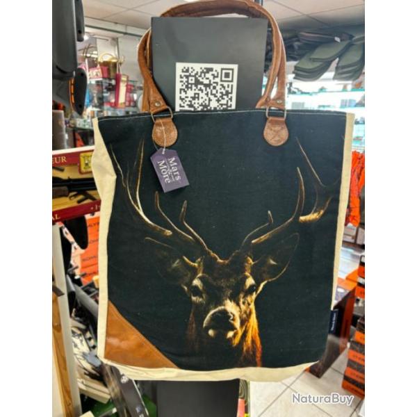 Sac toile tte de cerf