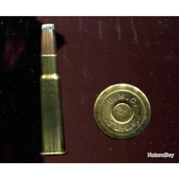 .33 WCF - RARE calibre obsolete USA - marquage: U.M.C. .33 C.F. - balle cuivre plointe plomb mplate
