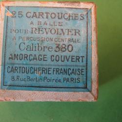 Une boite vide de 25 cartouches cal 380 "amorcage couvert Cartoucherie Francaise