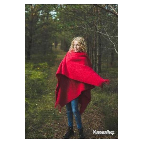 Manteau Cape femme en pure laine vierge rouge