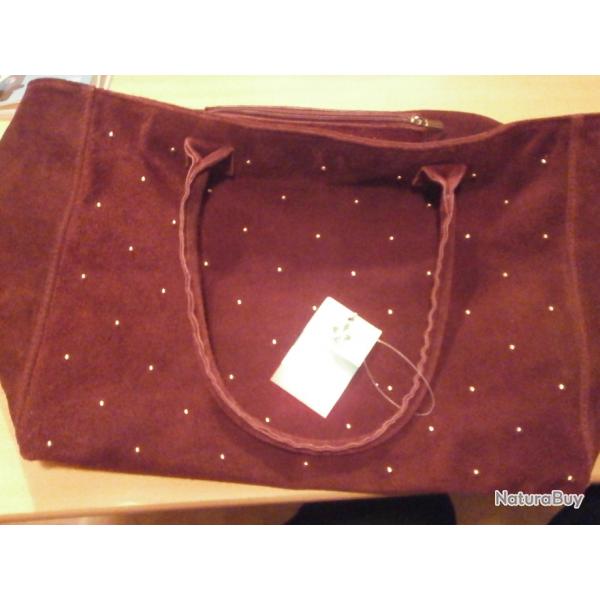 Sac  main Cuir prune Made in Italy Neuf