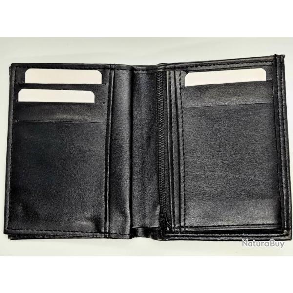 PORTE FEUILLE 3 VOLETS EMPLACEMENTS CARTES KINSTON NEUF NOIR, FINITIONS PARFAITES!