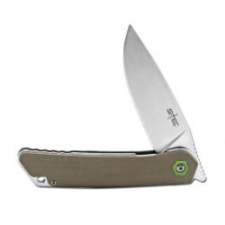 Couteau S-TEC Kangaroo Brown Lame Acier Sandvik 14C28N Manche G10 Linerlock Clip STTS501K