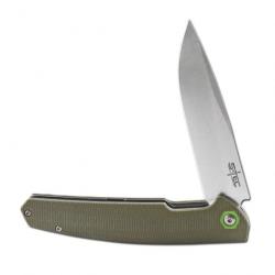 Couteau S-TEC Green Lame Acier Sandvik 14C28N Manche G10 Linerlock Clip STTS500GN