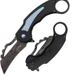 Couteau S-TEC Karambit Blue Lame Acier Inoxydable Manche Aluminium Linerlock Clip STT27208BL