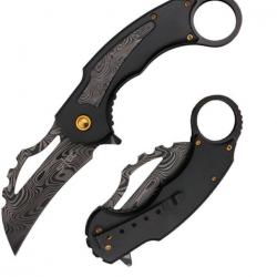 Couteau S-TEC Karambit Black Lame Acier Inoxydable Manche Aluminium Linerlock Clip STTS201BK