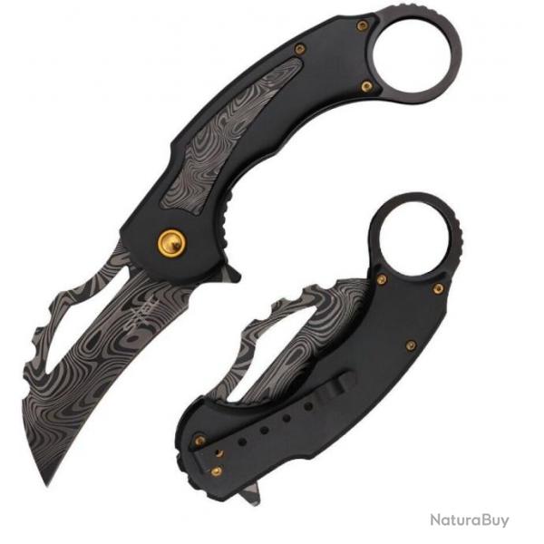 Couteau S-TEC Karambit Black Lame Acier Inoxydable Manche Aluminium Linerlock Clip STTS201BK