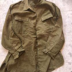 chemise laine kaki Mle 1948 d'hiver à 7 boutons, armée française après 2° guerre indochine