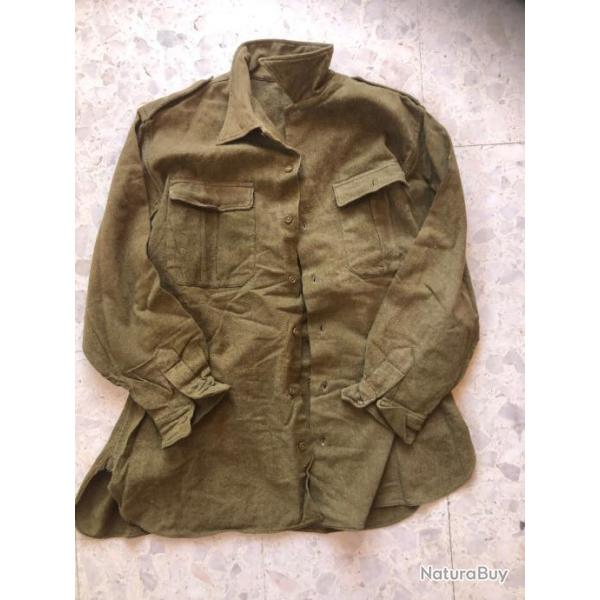 chemise laine kaki Mle 1948 d'hiver  7 boutons, arme franaise aprs 2 guerre indochine